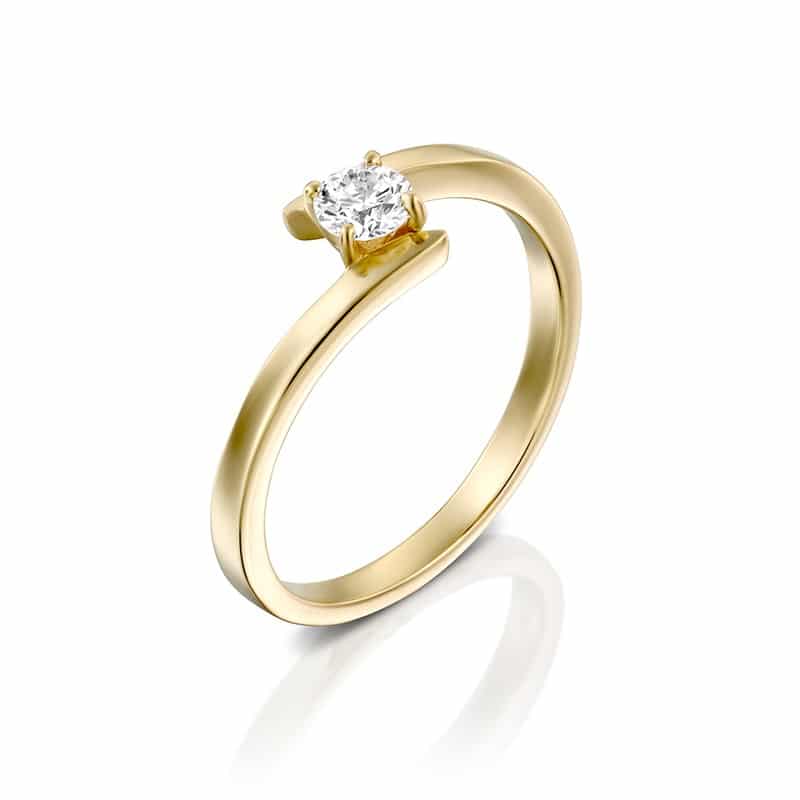 טבעת יהלום טוויסט זהב צהוב