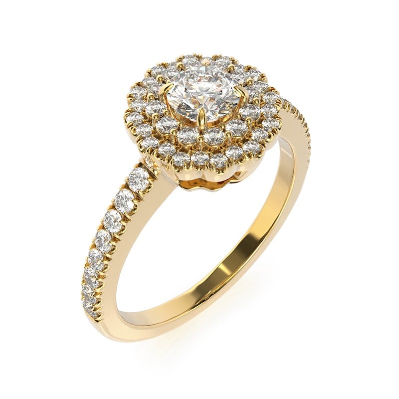 טבעת אירוסין HALO פרח זהב צהוב
