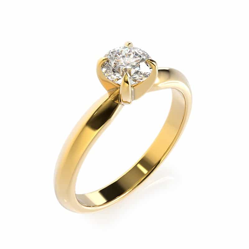 טבעת אירוסין קלאסית יהלום בודד זהב צהוב