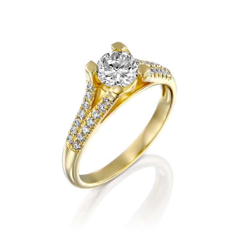 טבעת יהלום מיוחדת ומפוארת בזהב צהוב