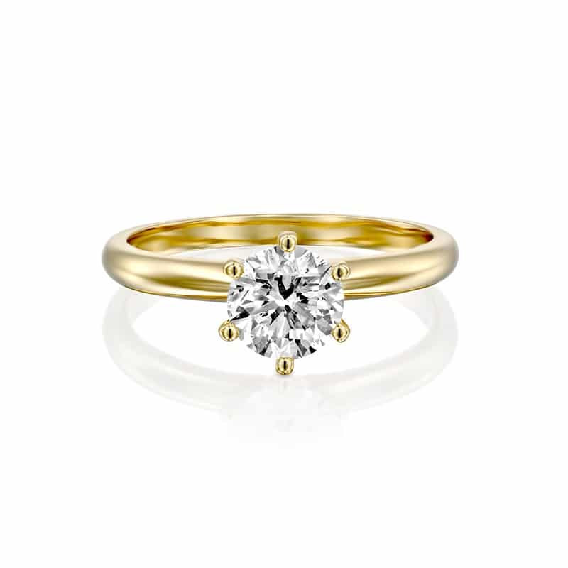 טבעת אירוסין סוליטר קלאסית זהב צהוב