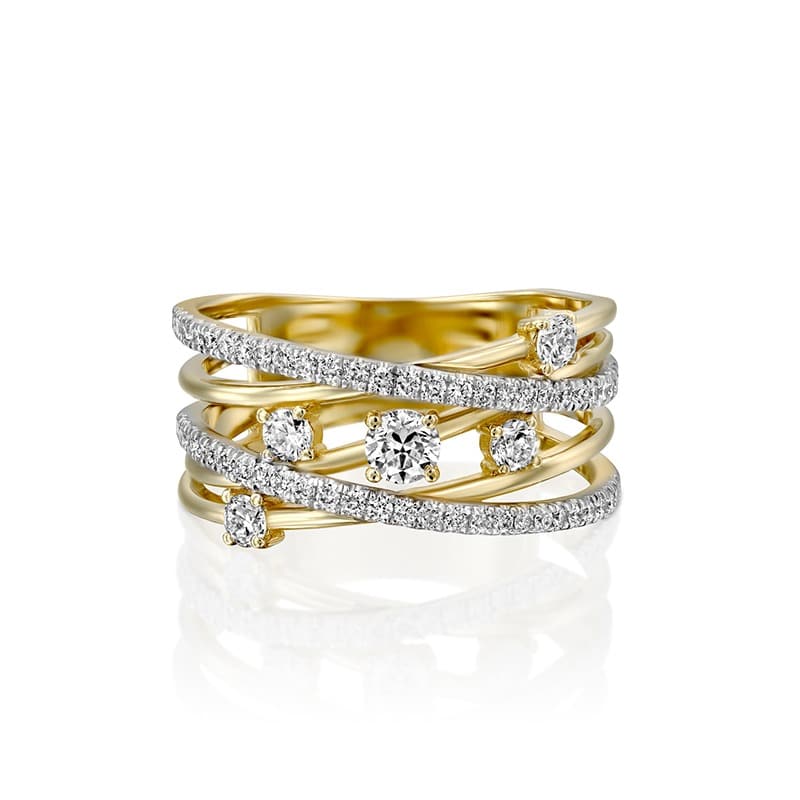 טבעת יהלומים מעוצבת ומיוחדת זהב צהוב