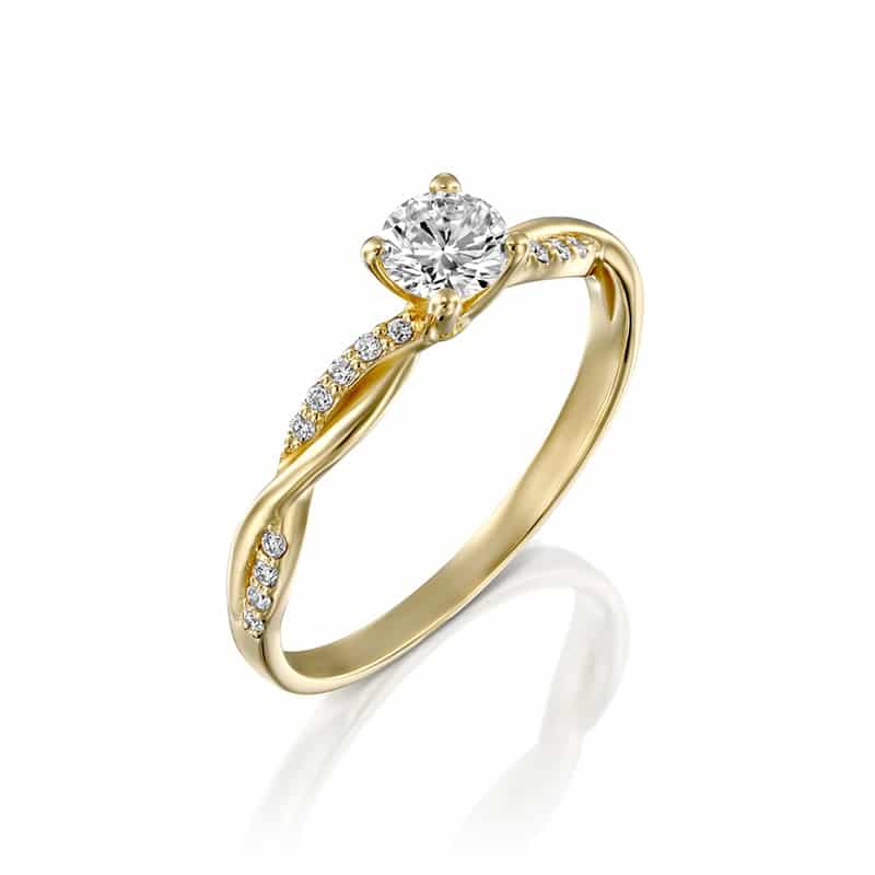 טבעת יהלום טוויסט זהב צהוב