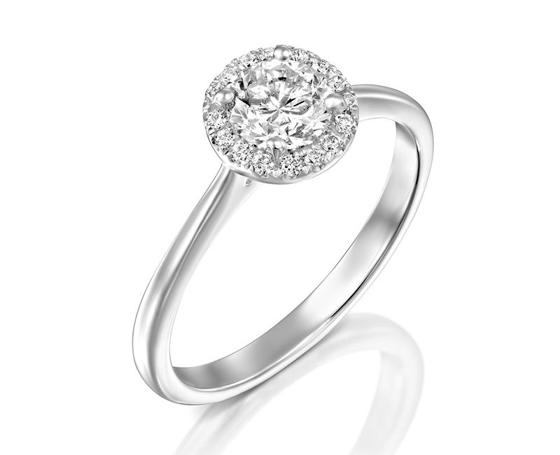 טבעת אירוסין HALO קלאסית זהב לבן