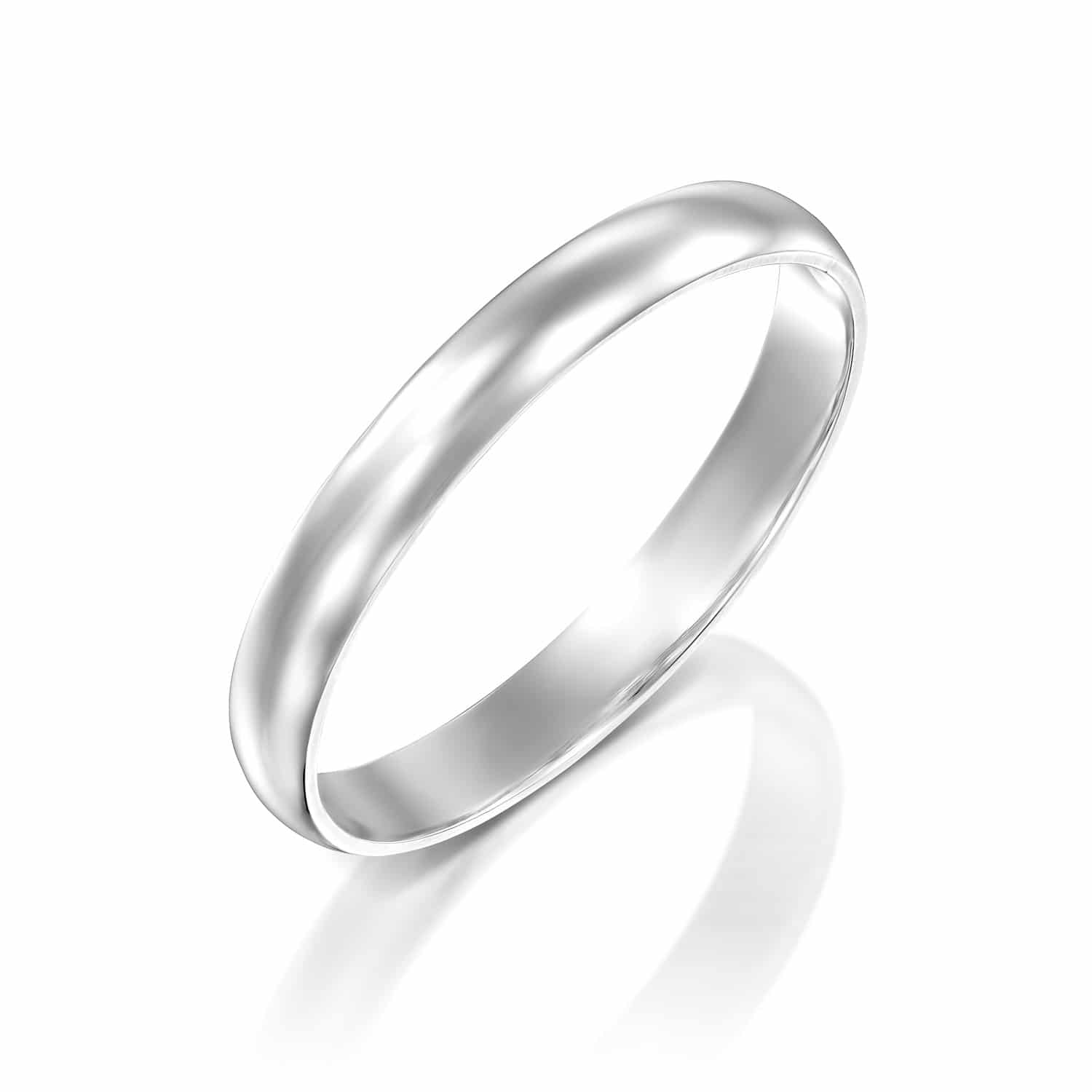 טבעת נישואין קלאסית חצי עגולה 3 מ"מ זהב לבן