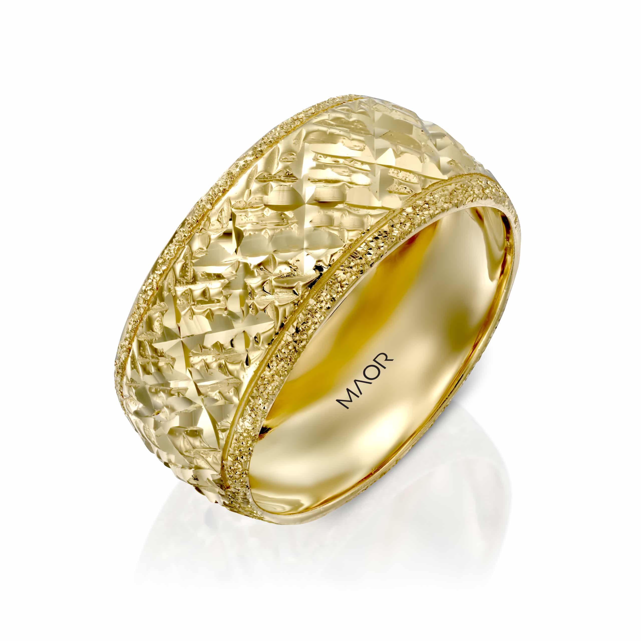 טבעת אורוסין זהב צהוב חריטות לייזר
