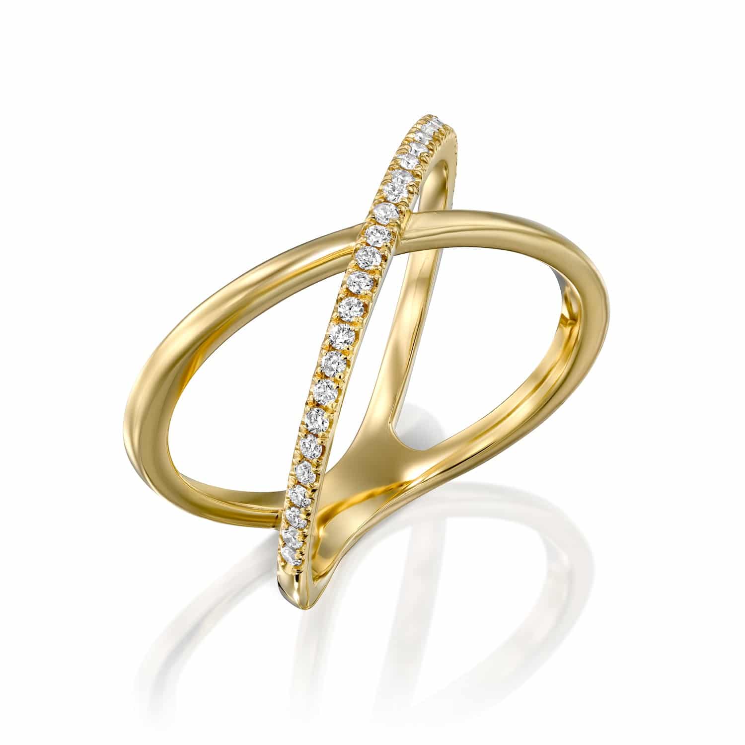 טבעת יהלומים איקס זהב צהוב