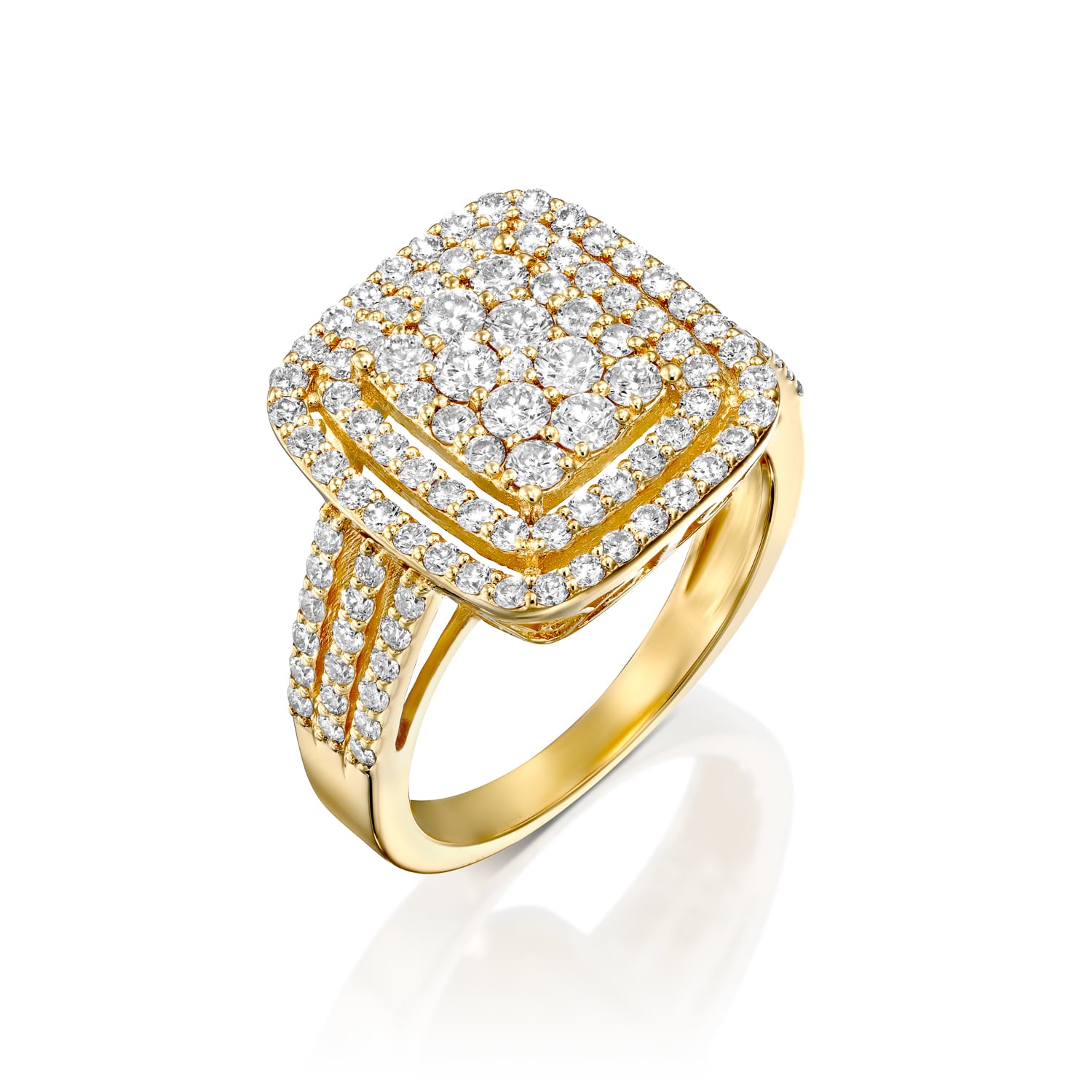 טבעת יהלומים מעוצבת זהב צהוב
