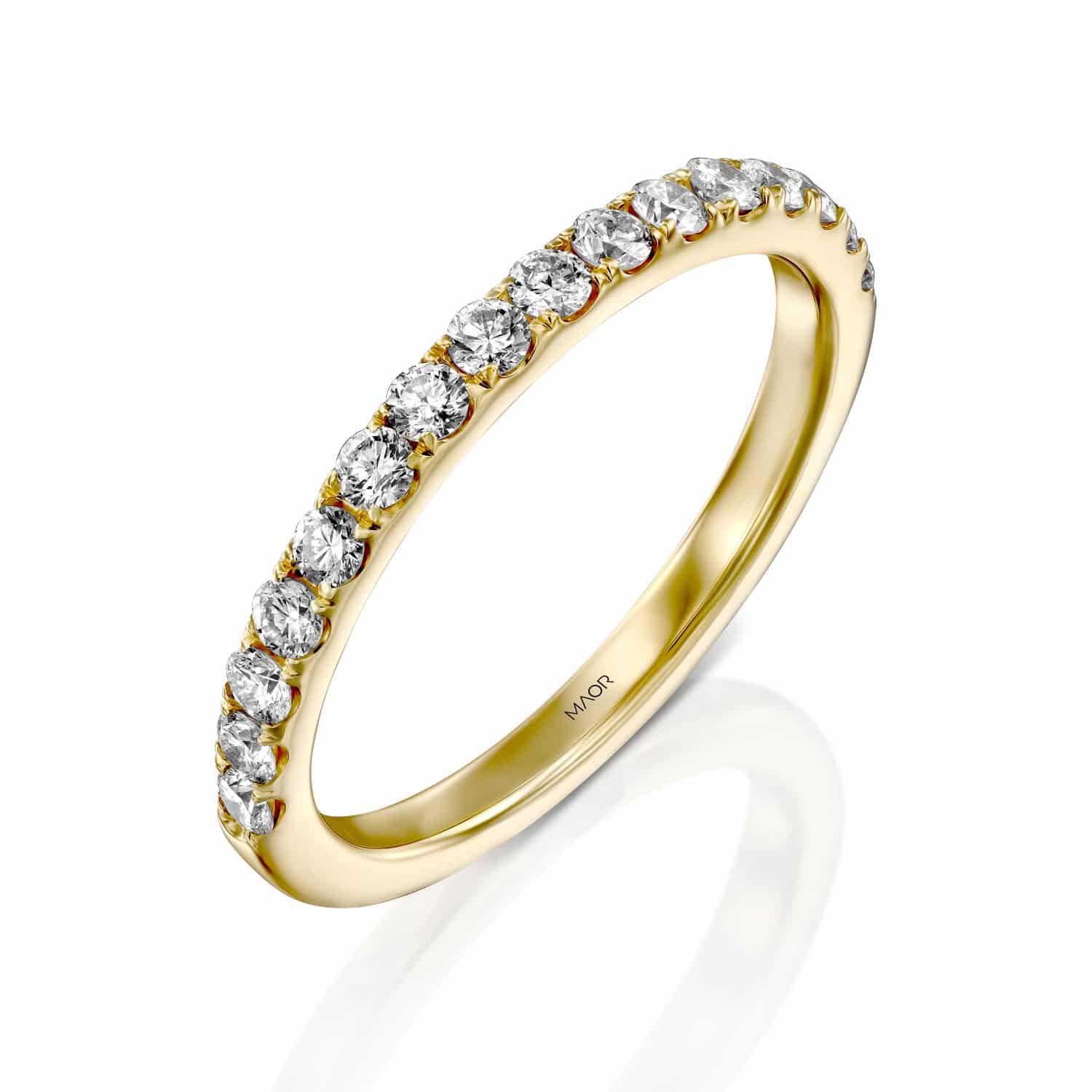טבעת שורה יהלומים 0.50 קראט זהב צהוב