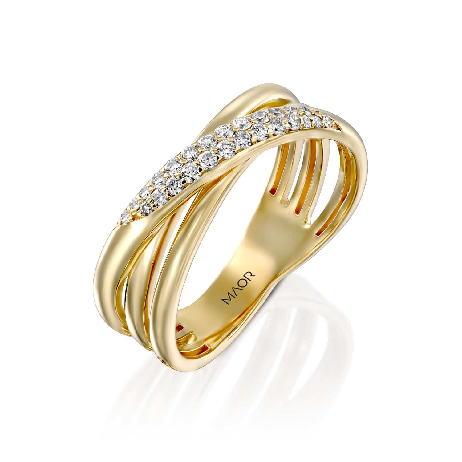טבעת יהלומים איקסים זהב צהוב