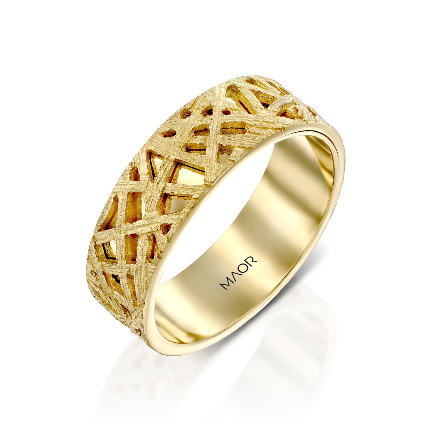 טבעת נישואין תחרה זהב צהוב