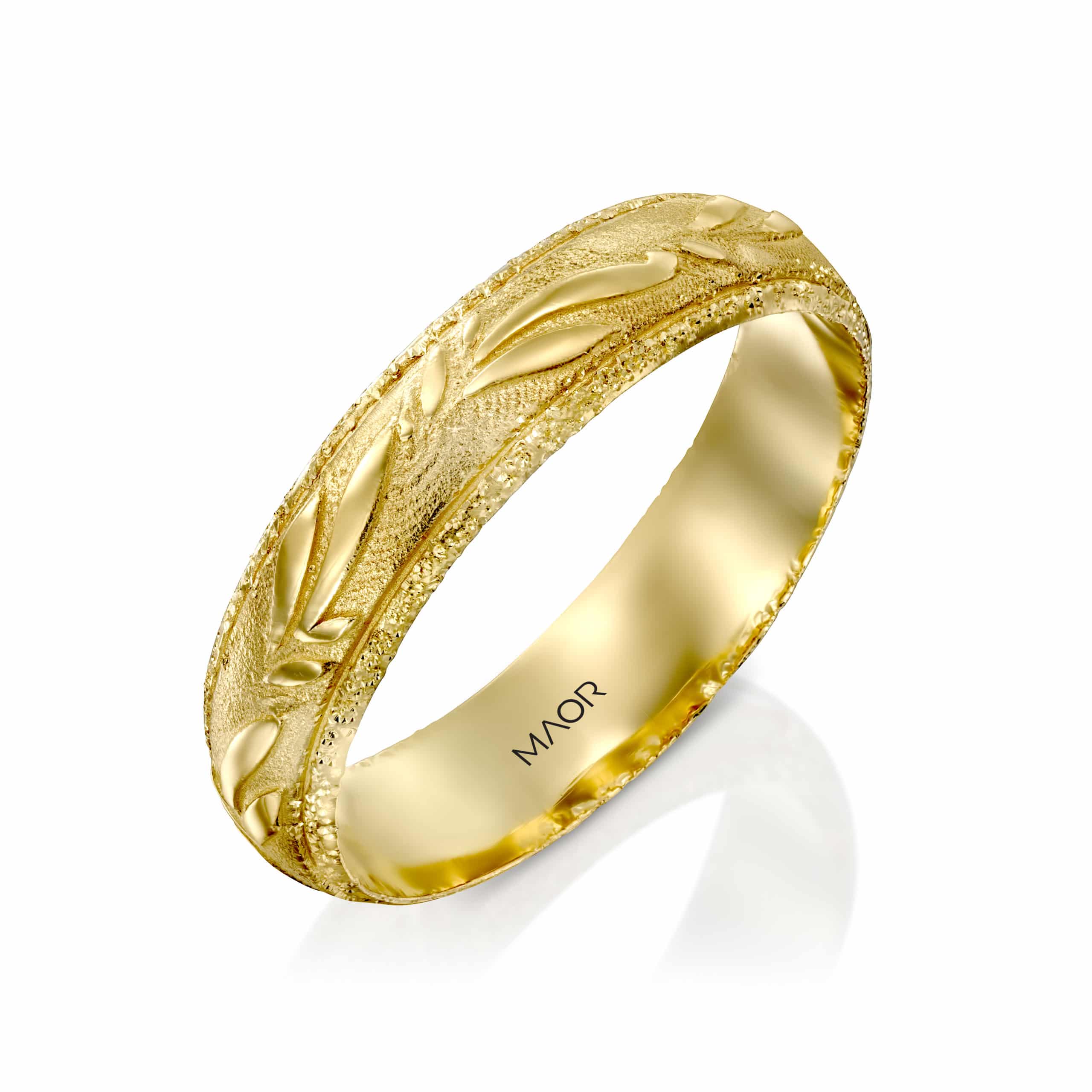 טבעת נישואין זהב צהוב עם ציורים