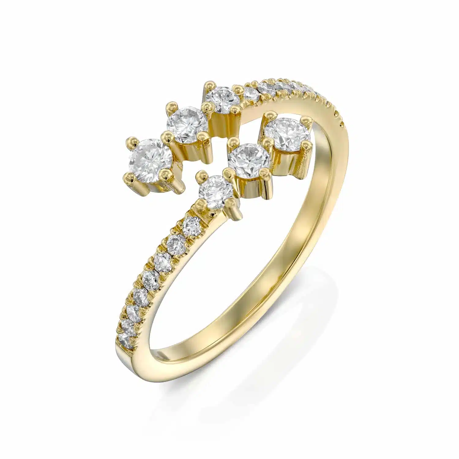 טבעת יהלומים זהב צהוב 14 קארט