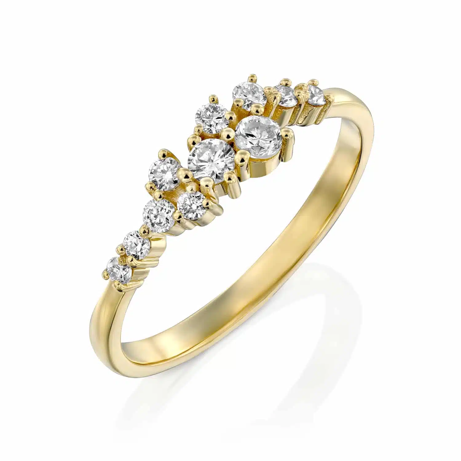 טבעת יהלומים זהב צהוב 14 קארט